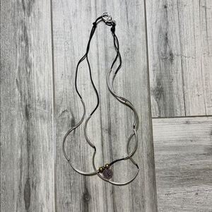 Lizzy James Womens Gold-tone Tree Of Life Charm Silver Curved Tube Necklace OS